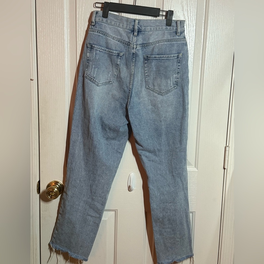 Pacsun High Rise Straight Light Blue Ripped Jeans - Picture 4 of 5